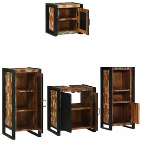 vidaXL Σετ Επίπλων Μπάνιου 4 pcs Πολύχρωμο Στερεό ανακτημένο ξύλο