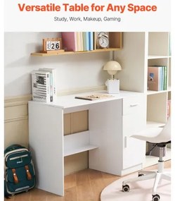 VEVOR Small Desk with Drawer Kids Desk for Bedroom Wood Simple Study Table White