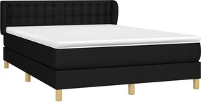 vidaXL Κρεβάτι Boxspring με Στρώμα Μαύρο 140x200 εκ. Υφασμάτινο