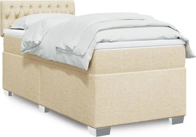 vidaXL Κρεβάτι Boxspring με Στρώμα Κρεμ 90x200 εκ.Υφασμάτινο