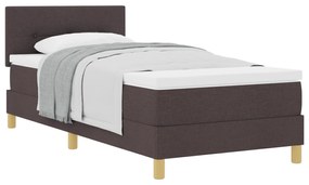 vidaXL Κρεβάτι με Βάση με Στρώμα Σκούρο Καφέ 100x200 εκ Ύφασμα