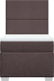 vidaXL Κρεβάτι Boxspring με Στρώμα Σκούρο Καφέ 90x190 εκ. Υφασμάτινο