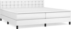 vidaXL Κρεβάτι Boxspring με Στρώμα Λευκό 200x200 εκ. Συνθετικό Δέρμα
