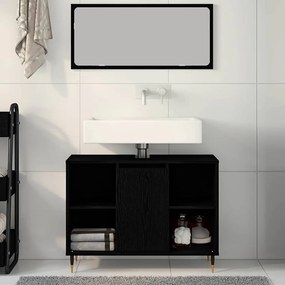 vidaXL Ντουλάπι Μπάνιου Μαύρο 80 x 33 x 60 εκ Επεξεργασμένο ξύλο