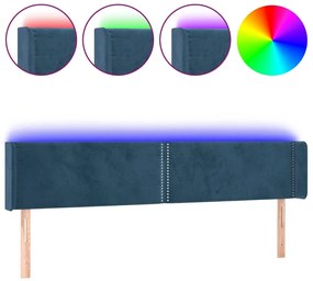 vidaXL Κεφαλάρι Κρεβατιού LED Σκούρο Μπλε 183x16x78/88 εκ. Βελούδινο
