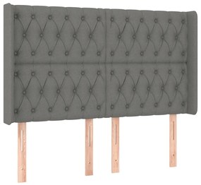 vidaXL Κρεβάτι Boxspring με Στρώμα &amp; LED Σκ.Γκρι 140x190εκ. Υφασμάτινο