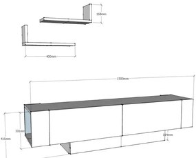 ΕΠΙΠΛΟ ΤΗΛΕΟΡΑΣΗΣ MATERA MEGAPAP ΧΡΩΜΑ ΛΕΥΚΟ 150X31,5X41,6ΕΚ.