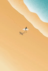 Εικονογράφηση Surfer at the beach holding the, LucidSurf