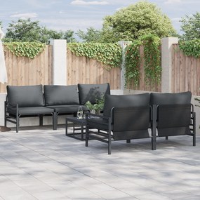 vidaXL Σετ Καναπέ Κήπου με μαξιλάρι 6 pcs Ανθρακί Ατσάλι & ύφασμα