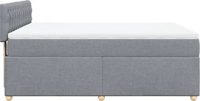 vidaXL Κρεβάτι Boxspring με Στρώμα Ανοιχτό Γκρι 140x190 εκ. Υφασμάτινο