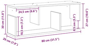 Ντουλάπι Τοίχου Αρτισιανή Δρυς 80x20x30 εκ. Επεξεργασμένο Ξύλο - Καφέ