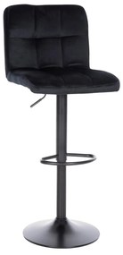 BAR STOOL DIANA  BLACK VELVET &amp; MATT BLACK FRAME 45x49x90-111Hcm