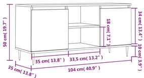 Έπιπλο Τηλεόρασης Γυαλ. Λευκό 104 x 35 x 50 εκ. Επεξεργ. Ξύλο - Λευκό