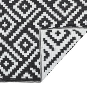 vidaXL Χαλί εξωτερικού χώρου ARAKIL Λευκό και μαύρο 80x150 cm PP