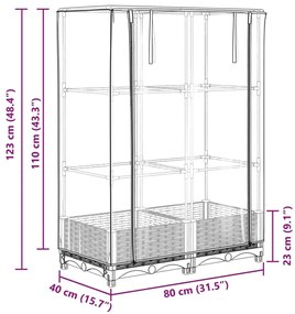 Ζαρντινιέρα Υπερυψ. Κάλυμμα Θερμοκηπίου Όψη Ρατάν 80x40x123 εκ. - Μαύρο