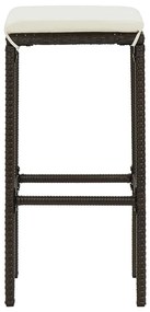 vidaXL Σκαμπό Μπαρ 4 τεμ. Καφέ από Συνθετικό Ρατάν με Μαξιλάρια