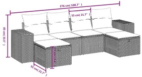 vidaXL Σαλόνι Κήπου Σετ 6 Τεμαχίων Γκρι Συνθετικό Ρατάν με Μαξιλάρια