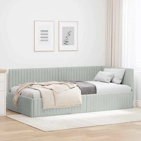 vidaXL Κρεβάτι Γωνίας με κεφαλάρι Ανοιχτό γκρι 90 x 200 cm Βελούδο