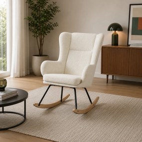Κουνιστή Πολυθρόνα Μπουκλέ (69x93x101) Spitishop Ancona White