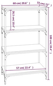 Βιβλιοθήκη Γκρι Sonoma 60 x 33 x 100 εκ. Επεξ. Ξύλο &amp; Ατσάλι - Γκρι