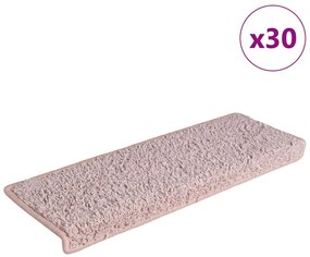 vidaXL Πατάκια Σκάλας 30 τεμ. Λευκό και Ροζ 65 x 21 x 4 εκ.
