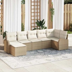 vidaXL Σετ Καναπέ Κήπου 7 pcs Μπεζ Πολυ ράταν