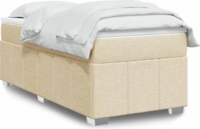vidaXL Κρεβάτι Boxspring με Στρώμα Κρεμ 90x200 εκ.Υφασμάτινο