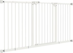 Φράγμα σκύλου, επεκτάσιμο, στερέωση με σφιγκτήρα, μεταλλικό, 136x76 cm, λευκό