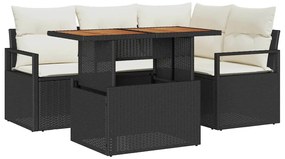 vidaXL Σετ Καναπέ Κήπου με αποθήκευση 5 pcs Μαύρο Πολυ ράταν