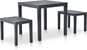 vidaXL Τραπέζι Κήπου με 2 Πάγκους Ανθρακί Πλαστικό