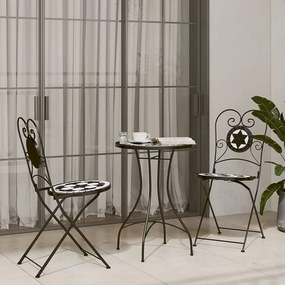 vidaXL Πτυσσόμενες Καρέκλες 2 τεμ. Μαύρο και Άσπρο Κεραμικό