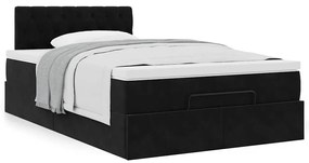 vidaXL Οθωμανικό κρεβάτι με στρώμα Μαύρο 120x190 cm Velvet