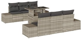 vidaXL Σετ Καναπέ Κήπου με μαξιλάρι 7 pcs Ανοιχτό Γκρι και Σκούρο Γκρι