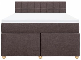 Κρεβάτι Boxspring με Στρώμα Σκούρο Καφέ 160x200 εκ Υφασμάτινο - Καφέ