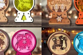 Intra απο ξύλο plywood 3mm-4mm πάχος Χριστουγεννιάτικο κοπής με λέιζερ Snowglobe Δίασταση 15x15 cm INTRAFABR-80937253