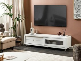 Τραπέζι Tv Berwyn 1208, Γυαλιστερό λευκό, 158x43x39cm, 40 kg | Epipla1.gr