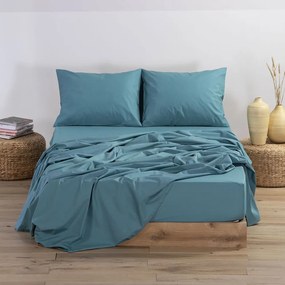 Σεντόνι Basic Με Λάστιχο Dusty Petrol Nef-Nef Homeware Διπλό 140x230cm 100% Βαμβάκι