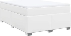 vidaXL Κρεβάτι Boxspring με Στρώμα Λευκό 160x200εκ.από Συνθετικό Δέρμα