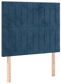 Κρεβάτι Boxspring με Στρώμα &amp; LED Σκ. Μπλε 80x200 εκ. Βελούδινο - Μπλε