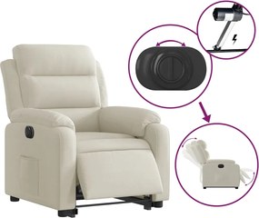 vidaXL Πολυθρόνα Ηλεκ. Ανακλινόμενη με Ανύψωση Κρεμ Βελούδο