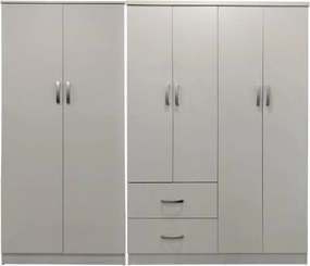 Ντουλάπα εξάφυλλη Athos Ι pakoworld λευκή 200,5x42x180εκ