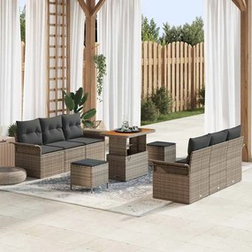 vidaXL Σετ Καναπέ Κήπου 9 pcs Γκρι συνθετικό ρατάν
