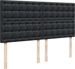 vidaXL Κρεβάτι Boxspring με Στρώμα Μαύρο 200x200 εκ. Συνθετικό Δέρμα
