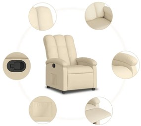 vidaXL Πολυθρόνα Ανακλινόμενη Κρεμ Υφασμάτινη