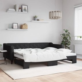 vidaXL Καναπές Κρεβάτι Συρόμενος Μαύρος 90 x 200 εκ. Υφασμάτινος