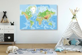 Εικόνα κλασικού παγκόσμιου χάρτη - 90x60