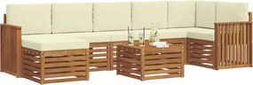 vidaXL Σειρά Καναπέ Εξωτερικού με μαξιλάρι 8 pcs Φυσικό και Κρέμα