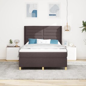vidaXL κρεβάτι Box Spring με στρώμα  Σκούρο καφέ 140x190 εκ. Υφασμάτινο