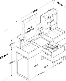 Τουαλέτα Μακιγιάζ Λευκό BUACRO 120x40x136.8