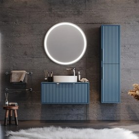 Σετ Έπιπλο Μπάνιου HOLE Μπλε MDF 18mm Λάκα 85 9SHOL085BLS Πάγκο 83x50x37cm 9SHOL085BLS